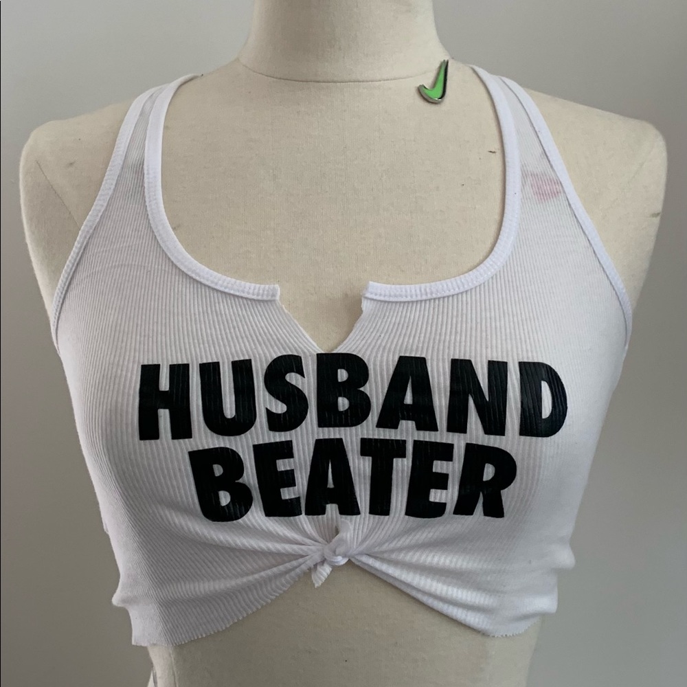 Husband Beater Tank Top White